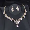 Halsband örhängen set barock ab crystal lila krona för flickor tiaras fest prom bröllop smycken brudtillbehör