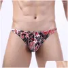 Mutande Uomo Y Hip Lift Intimo Slip Tra-Sottile Bge Pouch Mutandine Vita bassa Bikini Mesh Stampa Lingerie erotica Drop Delivery Appare Dhopn