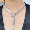 초커 클래식 패션 풀 지르콘 다이아몬드 스톤 너비 또는 N 뱀 모양의 초커 목걸이 여성 고급 디자이너 골드 도금 보석 231129