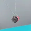 Gioielli di design di lusso Collana classica di moda Doppio cuore Argento sterling di alta qualità Collana a forma di cuore da donna Cuore rosa blu Regalo di San Valentino