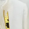 Giacche da donna High Street Gold Stud Studded Diamond White Tweed Giacca corta Top Donna Slim Vintage Blazer di lusso Outwear 2024 Autunno