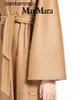 Пальто Maxmaras Роскошное модное шерстяное пальто ((Выбор на конец сезона) Светло-коричневое бархатное длинное на шнуровке 1016073306