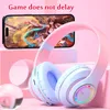 Headsets Wireless Bluetooth Headphones Children's Multi-color Light Headsets with Microphone can be Inserted SD Card HIFi Stereo Earphone 231128