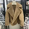 Womens Fur Faux Winter Coat Real Wool Alpaca Teddy Bear Women Thick Jacket Short Outerwear Lady Streetwear S3595 231129