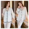 Kvinnors sömnkläder Fashion Women Pyjamas Set Elegant Lounge Wear Silk för kvinnliga lösa lyxiga hemkläder Leisure Home Clothes Suit