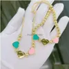 Pendentif Colliers 2024 Belle Original Designer Femmes Fille Rose Vert Tri Coeur Collier Bracelet 750 En Acier Inoxydable Amour 18K Sier Dhjyh