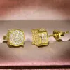 Män kvinnorörhängen tappar gult vitt guldpläterat mousserande simulerad diamantörhänge för bröllopsfest engagemangsmycken229i