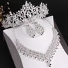 Barokke Luxe Kristal Kralen Bruidssieraden Sets Tiara Kroon Ketting Oorbellen Bruiloft Afrikaanse Set 210701230Z