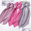 Hair Accessories 15Pcs/Set New Women Long Silk Satin Elastic Hair Bands Ponytail Holder Scrunchie Girls Headband Wholesale Accessories Dh0Ta