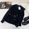 1123 XL 2023 Milan Runway Coat Autumn Brand SAme Style Coat Lapel Neck Black High Quality Long Sleeve Womens clothes weilanR280