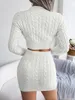 Two Piece Dress YEMOGGY Fashion Twist Knitted Sweater Skirt 2 Set for Women Suit Solid Short Tops Elastic Waist Mini Sets 230428