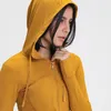 50%rabatt på Lu Hooded Jacket Women Workout Sweaters Fitness Yoga snabbtorkade andningsbara sporttröjor Kvinna som kör gymkläder