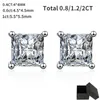 Ear Cuff Smyoue Princess Cut 122CT Stud Earrings for Women Men VVS Simulated Diamond Studs 925 Sterling Silver Jewelry 231129