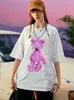 Camisetas femininas Teddy urso de pelúcia rosa urso kawaii t-shirt women harajuku y2k tops algodão de algodão curta