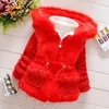 Down Coat Plush Baby Jacket Thicken Warm Winter Jackets For Girls Sweater Fashion Spädbarn Huva Outwear 1 4 Year Toddler Girl Clothes 231128