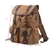 Backpack Vintage Distante Tela para homens para homens 15,6 polegadas Bolsa de laptop bolsa escolar Durante a noite Camping Daypack Rucksack