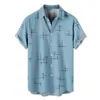 Mäns casual skjortor herr tryckt hawaiian kort ärmknapp ner strandskjorta för man träning monterade män