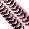 Cílios Postiços Cílios Postiços Cat-Eye Fluffy Faux Mink Lashes 8D Wispy Lashes 10 Pares Pacote Dramático Longo Grosso Volume Cílios Q231129