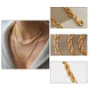 Indiano Collana da Sposa Dubai Gold Women's Fashion Dainty 5mm Twisted Chain Neckor Brass 24K Gold Necklace