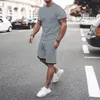 Mens Tracksuits Summer Mens Tracksuit Tshirt Male Casual Suit Simple Type Mens Tshirt Short SleeveShorts Oversized 3D Printing 2piece Set 230428