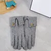 Designer Cashmere Five Fingers Gloves Winter For Women Classic Gloves Luxury Brand Camellia Touch Screen Female Thick Mittens Driving Glove 4 Colors