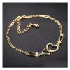 Bijoux Femmes Bijoux d'été Plaqué Or Jaune CZ Double Coeurs Bracelet De Chaîne De Cheville Pour Les Filles De Mariage Drop Livraison Bébé, Enfants Mate Dhvhn