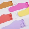 Women Socks 5 Pairs Japanese Korea High School Girls Frilly Loose Solid Colors Long Sock Thin Soft Lolita Pack Black White