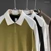 Heren Hoodies Koreaans Licht Luxe Overhemd Hoogwaardig Color-blocked Wafel Sweatshirt met halve rits Herfst Ademend Revers Lange mouwen Top Chic