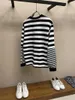 Kvinnor BLOUSES Fashion Mmsix Men's T-shirt 2023 Korean Designer Black White Stripe Sleeve Stitching Shirt Loose Long Tops