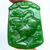 Collier pendentif en jade vert naturel, amulette du zodiaque chinois, pendentif porte-bonheur, Collection d'ornements d'été, pierre naturelle, main Engra300p