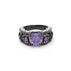 Bagues de cluster magnifique or noir rempli violet bleu vert rouge rose blanc zircon pierre de naissance bijoux de mariage mode cz coeur pour femme dh5it