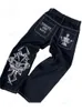 Calças masculinas Hip Hop Y2K Jeans Mens Retro Crânio Bordado Lavado Mulheres Denim Calças Retas Casual Solto Calças de Perna Larga Streetwear 231128