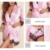 Sexy Pyjamas Sommermode und bequeme Nachtwäsche Spitze Satin mit Seide Nachtwäsche Robe Pyjama Hosen Home Kleidung 231129