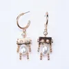 Dangle Earrings Creative Cartoon Robot Desin Long Drop Woman高品質のフェイクパールビッグハンギングイヤリングジュエリーアクセサリー