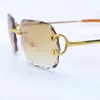 Lunettes de soleil coupe diamant Wire C Designer Carter Lunettes de soleil de luxe Décoration pour hommes Nouveau produit tendance Lentes De Sol Mujer Gold Frame