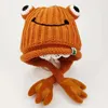 Beanie/Skull Caps Parent-child Cute Frog Hat Autumn and Winter Warm Knitted Wool Hat Bonnets for Women and Men Cartoon Fisherman Caps 231128