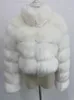 Women's Fur Faux Fur ZADORIN Fashion Short Winter Faux Fox Fur Coat Women Luxury Stand Fur Collar Thick Warm Furry Jacket Faux Fur Cropped Top 231129