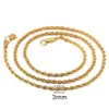 SSEESY MUSH MODA Biżuteria 2 mm 3 mm 3 mm 4 mm 5 mm 18K Gold Gold Cienka skręcona linka Link łańcucha ze stali nierdzewnej dla kobiet mężczyzn