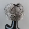 Szerokie brzegowe czapki wiadra męskie czapki ciepły naturalny królicze futra bombowca z earflapsem zima unisex rosyjska ushanka real 231128
