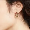 Dangle Earrings Pearl Boucle D'Oreille Drop Erkek Kolye Women Karma Double Sircel Hoop Earringギフト