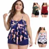 Women Plus Size swimwear Two-Piece over size Swimdress Lady Swimsuit Swimming Dress High Waist Bathing suit