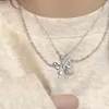 Pendant Necklaces Kpop Y2K Butterfly Necklace Korean Crystal Egirl Punk Heart Clavicle Chain For Women Fashion Jewelry Party Gifts