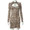 Basic Casual Dresses CNYISHE Sexy High Street Leopard Dres Baddie Clothes Winter Midnight Clubwera Cut Out Vestidos 231129