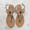 Sandalen 2023 Zomer Mode Damessandalen Strass Decoratie Eenvoudig en Comfortabel Casual Knop Damessandalen Sandalias De Mujer 231129