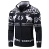 Men's Sweaters Men Autumn Casual Jacquard Christmas Pattern Zip Sweater Cardigan Jacket Men Winter Long Sleeve Mock Neck Sweater Pullover 231129