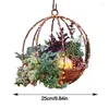 Decorative Flowers Artificial Christmas Hanging Basket LED Light Baskets Garland Pinecone Wreath Door Decoration Festival Ornaments