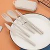 Dinnerware Sets Spoon Fork Chopsticks Set Wheat Straws 4PCS/Set Lunch Tableware Detachable Cutlery Portable Travel Kitchen