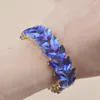 Armreif Blaue Farbe Kristall Für Frauen Mann Elastischer Faden Armband Hand Hochzeit Zeigen Schmuck Zubehör Geschenk