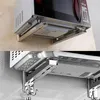 Organisation en acier inoxydable Micro-ondes étagère de cuisine ajusté étagère de cuisine murale étagère de rangement de rack rétractable du four