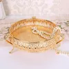 Organizacja Golden Fruit Tray Creative Vintage Gold Round Square Fruit Plate Multifunkcyjna metalowa przekąska domowa talerz do przechowywania